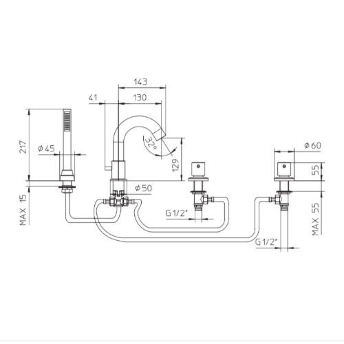 121394XX Palazzani Idrotech/MIDI врезной смеситель для ванны 121394XX - фото 10503