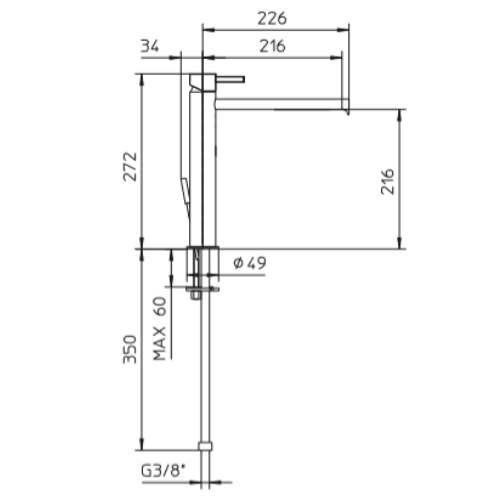 493018XX Palazzani Digit/MIDI высокий смеситель для раковины 493018XX - фото 9971