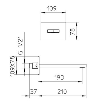 99212110 Palazzani излив для ванны, 210 мм 99212110