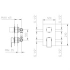 58213210 Palazzani Qadra внешняя часть смесителя для душа на 2-5 потребителя 58213210 - фото 10076