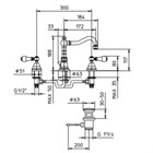553050XX Palazzani Porter врезной смеситель для раковины на 3 отверстия с донным клапаном 553050XX - фото 10255