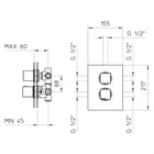 412606XX Palazzani Qadra внешняя часть термостатического смесителя для душа на 1-3 потребителя, 1/2”-3/4” 412606XX - фото 12196